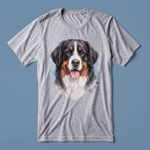 Woofwash Watercolor Huisdier Portret Script Naam Tri-Blend Shirt