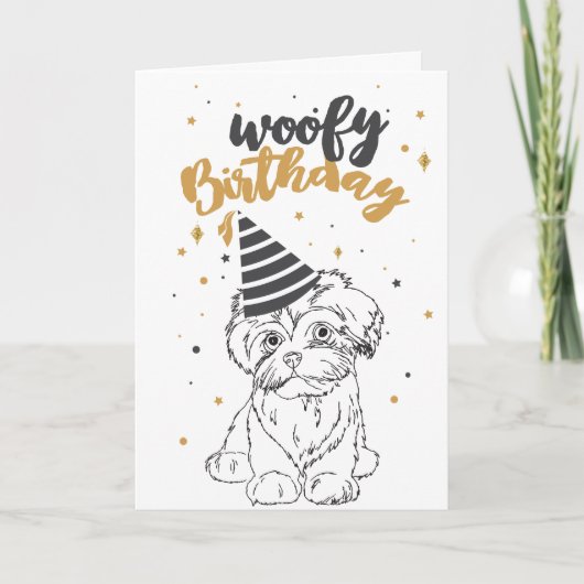 Woofy Birthday Maltese Cute Puppy Sketch Cute Pupp Kaart (Voorkant)