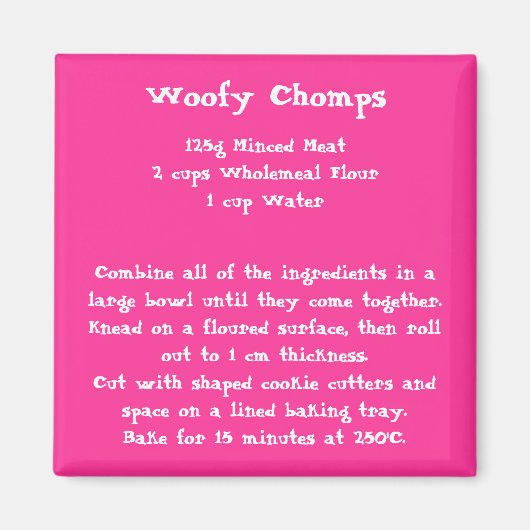 Woofy Chomps Recept Magneetkleur Magneet (Voorkant)