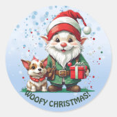Woofy Christmas! Ronde Sticker (Voorkant)