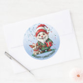 Woofy Christmas! Ronde Sticker (Envelop)