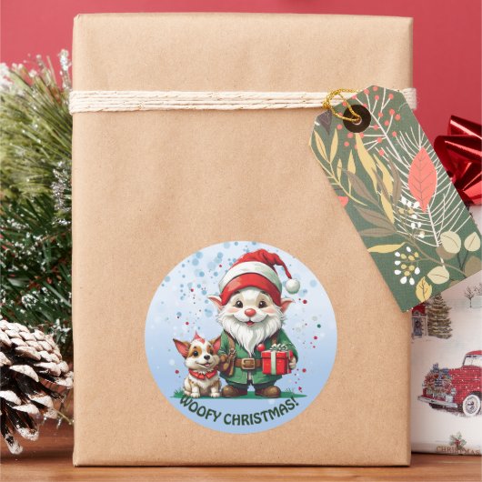 Woofy Christmas! Ronde Sticker (Feestdagen)