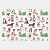 Woofy Kerstmis Waterverf Naughty Dogs Inpakpapier Vel (Voorkant)