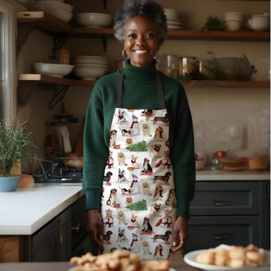 Woofy Kerstmis Waterverf Naughty Dogs Schort