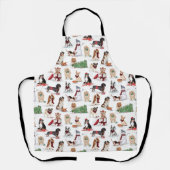 Woofy Kerstmis Waterverf Naughty Dogs Schort (Voorkant)