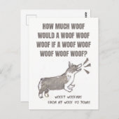 Woofy Woofmas: Christmas card with barking corgi Briefkaart (Voorkant / Achterkant)