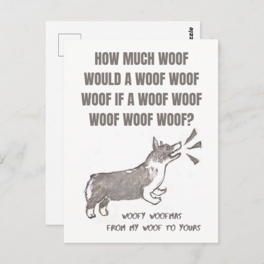 Woofy Woofmas: Christmas card with barking corgi Briefkaart (Voorkant / Achterkant)