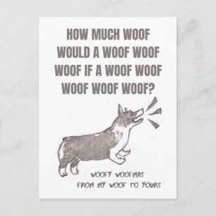 Woofy Woofmas: Christmas card with barking corgi Briefkaart