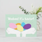 Woohoo! Het is Pasen. Uitnodiging tot uitnoeping E (Staand voorkant)