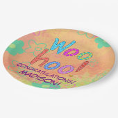 Woohoo Word Art Name Persoonlijk Gefeliciteerd Papieren Bordje (Gekanteld)