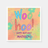 Woohoo Word Text Art Name Persoonlijk Birthday Servet (Voorkant)