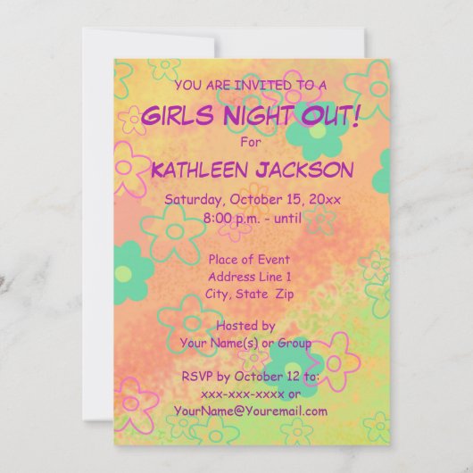 WooHoo Words Meisjes Uitnodiging (Achterkant)