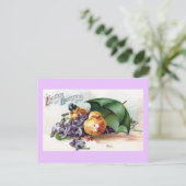 Wooing Chicks en Violets  Pasen Feestdagenkaart (Staand voorkant)