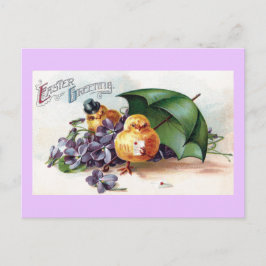 Wooing Chicks en Violets Pasen Feestdagenkaart