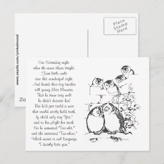 Wooking Owl heeft een Publiek Briefkaart (Voorkant / Achterkant)