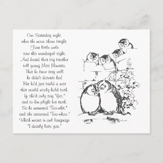 Wooking Owl heeft een Publiek Briefkaart (Voorkant)