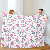 wool blanket, floral print blanket, pink blanket fleece deken
