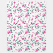 wool blanket, floral print blanket, pink blanket fleece deken (Voorkant)