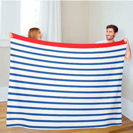 Wool blanket with blue stripes, Nautical-themed  Fleece Deken