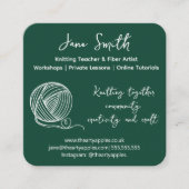 wool Knitting Teacher Business Card | Wool Yarn  Vierkante Visitekaartje (Voorkant)