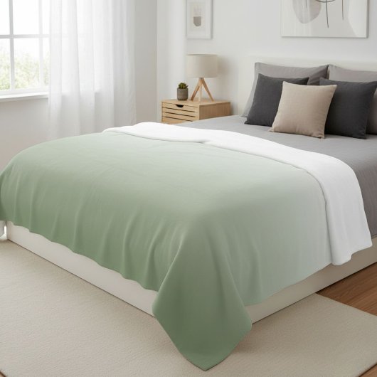Wool ombre green blanket, Green gradient throw Fleece Deken