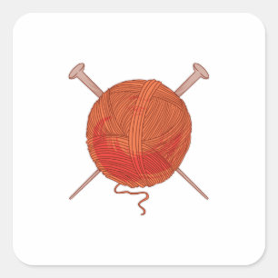 Wool Yarn Ball Vierkante Sticker