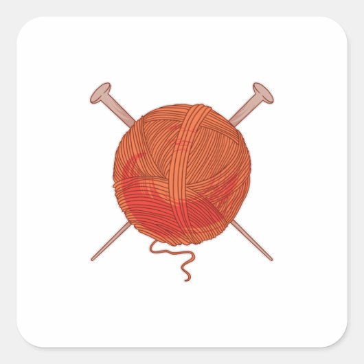 Wool Yarn Ball Vierkante Sticker (Voorkant)