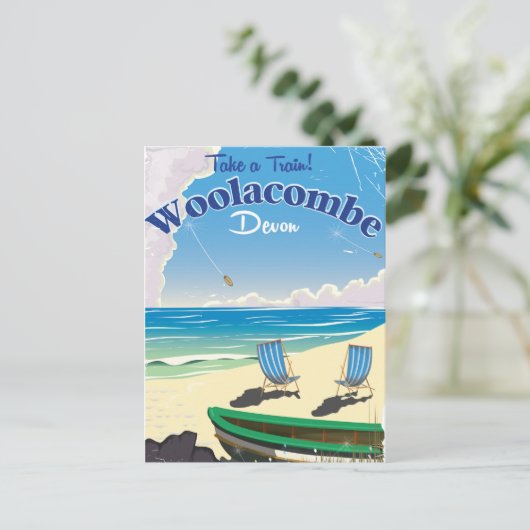 Woolacombe Devon strandreisposter Briefkaart (Staand voorkant)