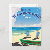 Woolacombe Devon strandreisposter Briefkaart (Voorkant / Achterkant)
