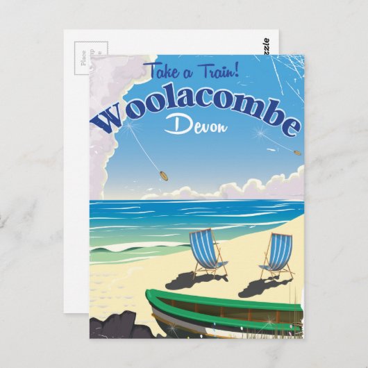 Woolacombe Devon strandreisposter Briefkaart (Voorkant / Achterkant)