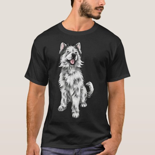 Woolen Husky Cute Dog Art T-shirt (Voorkant)