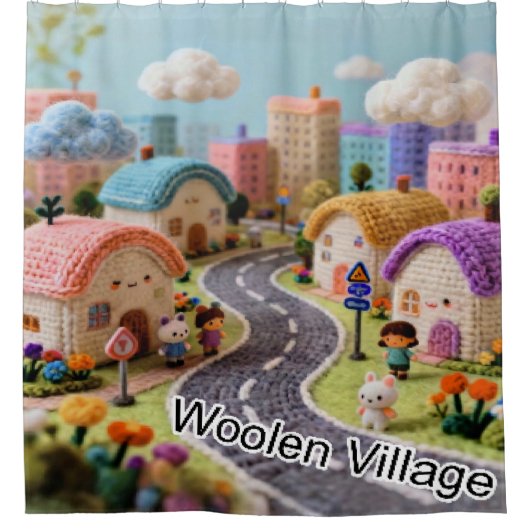 Woolen Village  Douchegordijn (Voorkant)