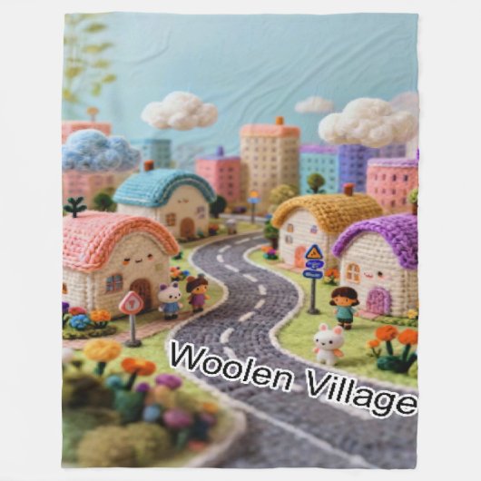 Woolen Village  Fleece Deken (Voorkant)