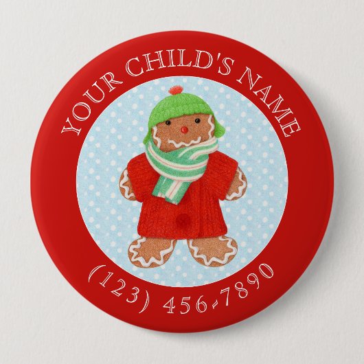 WOOLIE GINGERBRAD Child ID Button - Rood (Voorkant)