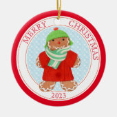WOOLIE GINGERBREAD 2023 Ornament keramische cirkel (Voorkant)