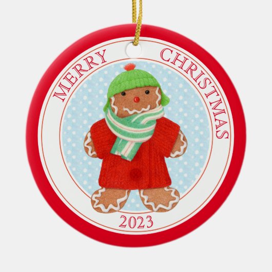 WOOLIE GINGERBREAD 2023 Ornament keramische cirkel (Voorkant)