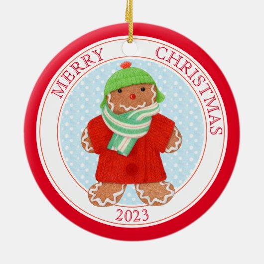 WOOLIE GINGERBREAD 2023 Ornament keramische cirkel (Achterkant)