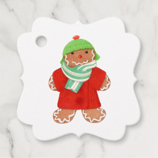 WOOLIE GINGERBREAD Fancy Vierkante Gift Labels (Voorkant)