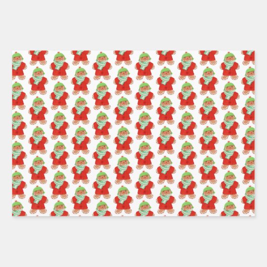 WOOLIE GINGERBREAD Flat Sheet wrapping papier Inpakpapier Vel (Voorkant 2)