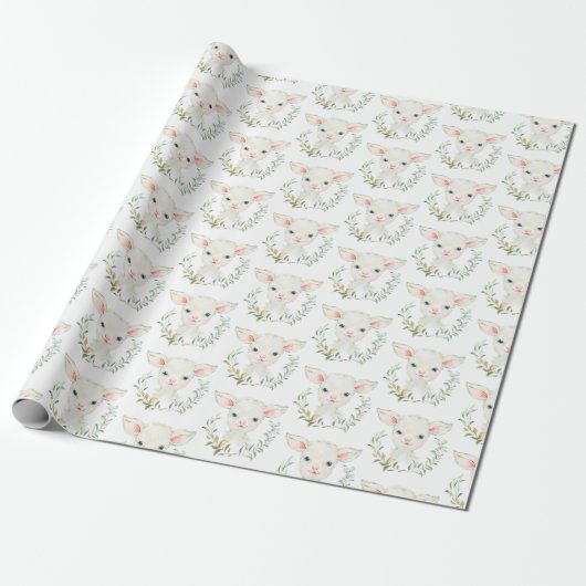 Woolie Lambert Schattige Lam Wrapping Paper Cadeaupapier (Uitgerold)