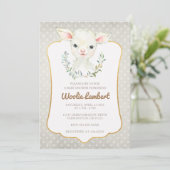 Woolie Lambert Schattige Lamb Baby shower Uitnodig Kaart (Staand voorkant)