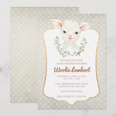 Woolie Lambert Schattige Lamb Baby shower Uitnodig Kaart (Voorkant / Achterkant)