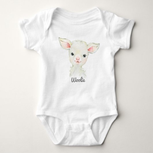 Woolie Lambert Schattige Lamb Pasgeboren Bodysuit (Voorkant)