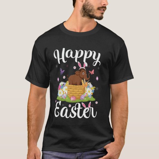Woolly Mammoth Happy Easter Egg Hunt Bunny Ear Eas T-shirt (Voorkant)