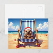 Woolly Wombat Santa hat Merry Christmas Feestdagenkaart (Voorkant / Achterkant)