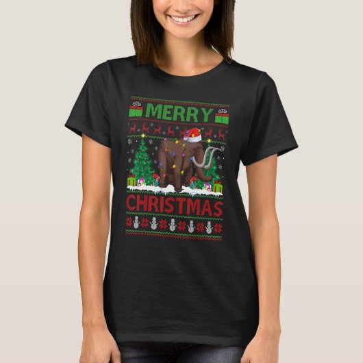 Woolly   Xmas Tree Lights Ugly Santa Woolly Christ T-shirt (Voorkant)