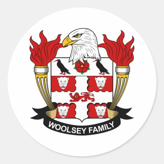Woolsey Family Crest Ronde Sticker (Voorkant)