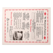 Woolworth Menu Note Pad Notitieblok (Voorkant)