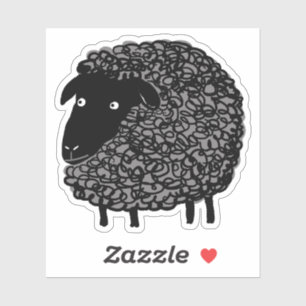 Wooly Black Sheep Cartoon Sticker