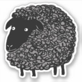Wooly Black Sheep Cartoon Sticker (Voorkant)